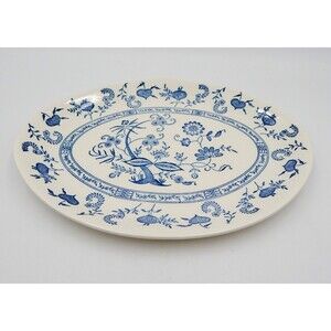 Blue Onion Pattern Serving Meat Platter 13 Inch Unmarked Scio Pottery